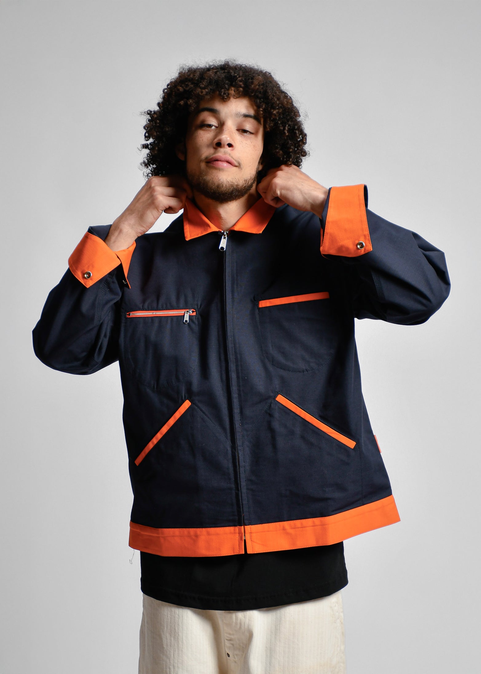 RANDY'S GARMENTS - SERVICE JACKET - DARK NAVY/ORANGE - JA001