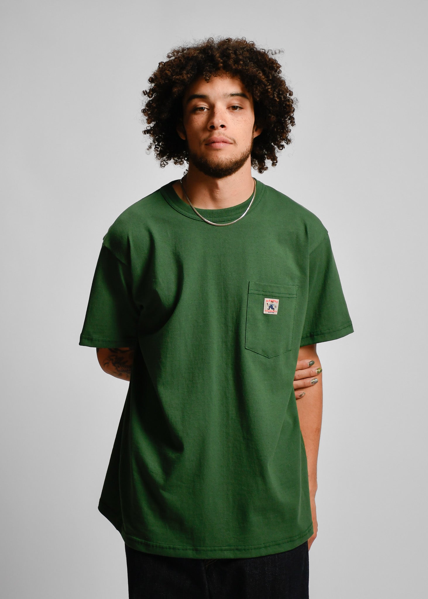 RANDY'S GARMENTS - TEE - POCKET LOGO - DARK GREEN - TS001