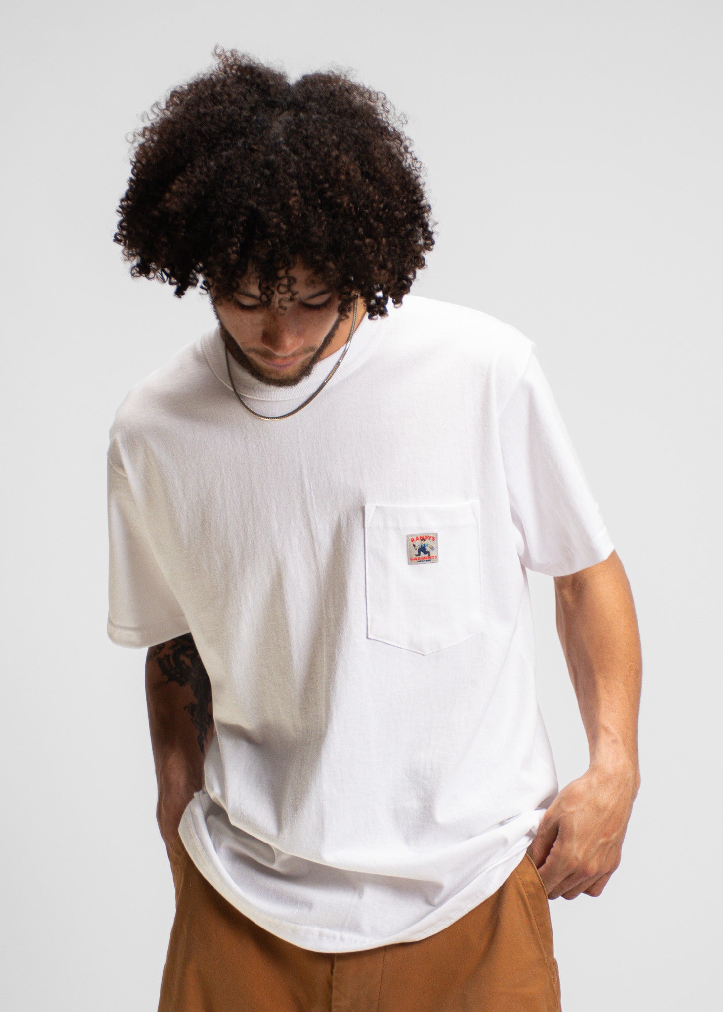 RANDY'S GARMENTS - TEE - POCKET LOGO - WHITE - TS001
