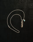 NORTH WORKS - NECKLACE - FEATHER CHARM W/TURQUOISE - 50CM - N-410