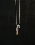 NORTH WORKS - NECKLACE - FEATHER CHARM W/TURQUOISE - 50CM - N-410