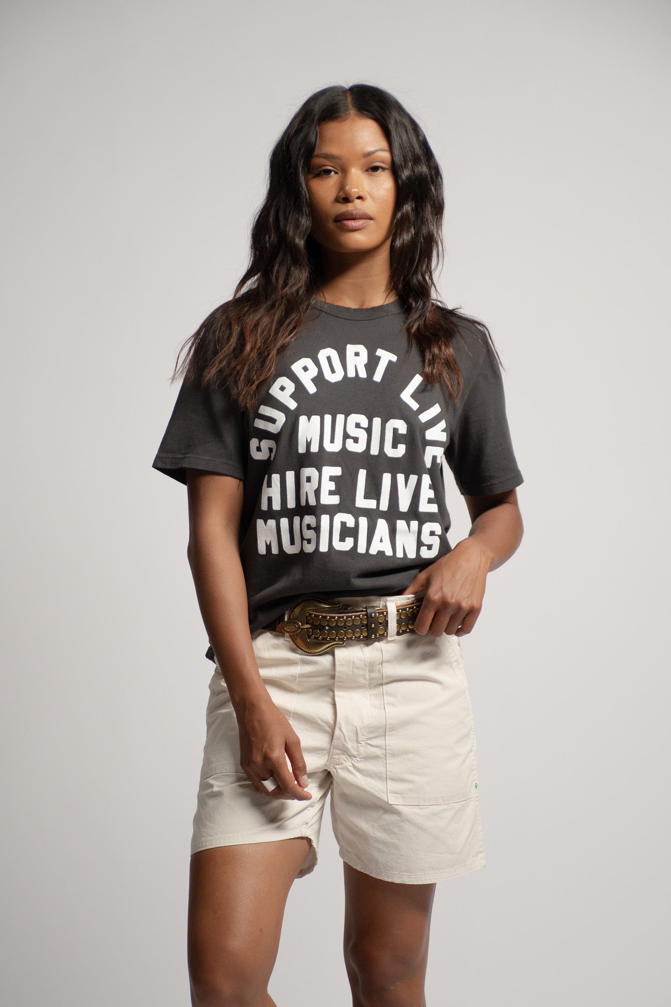 IMOGENE + WILLIE - GRAPHIC TEE - SUPPORT LIVE MUSIC - BLACK