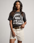 IMOGENE + WILLIE - GRAPHIC TEE - SUPPORT LIVE MUSIC - BLACK