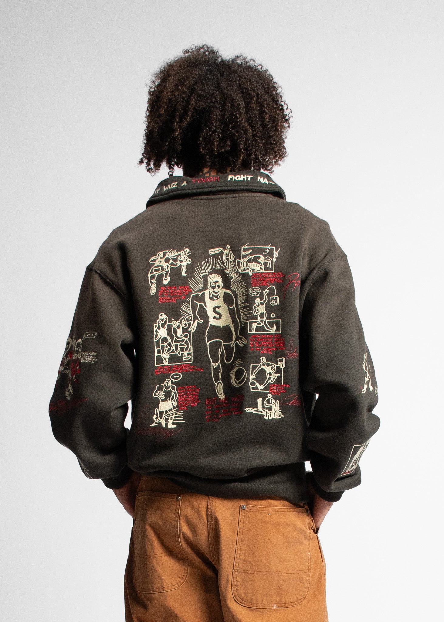 SAMUEL ZELIG - VARSITY 1/4 ZIP - FADED BLACK