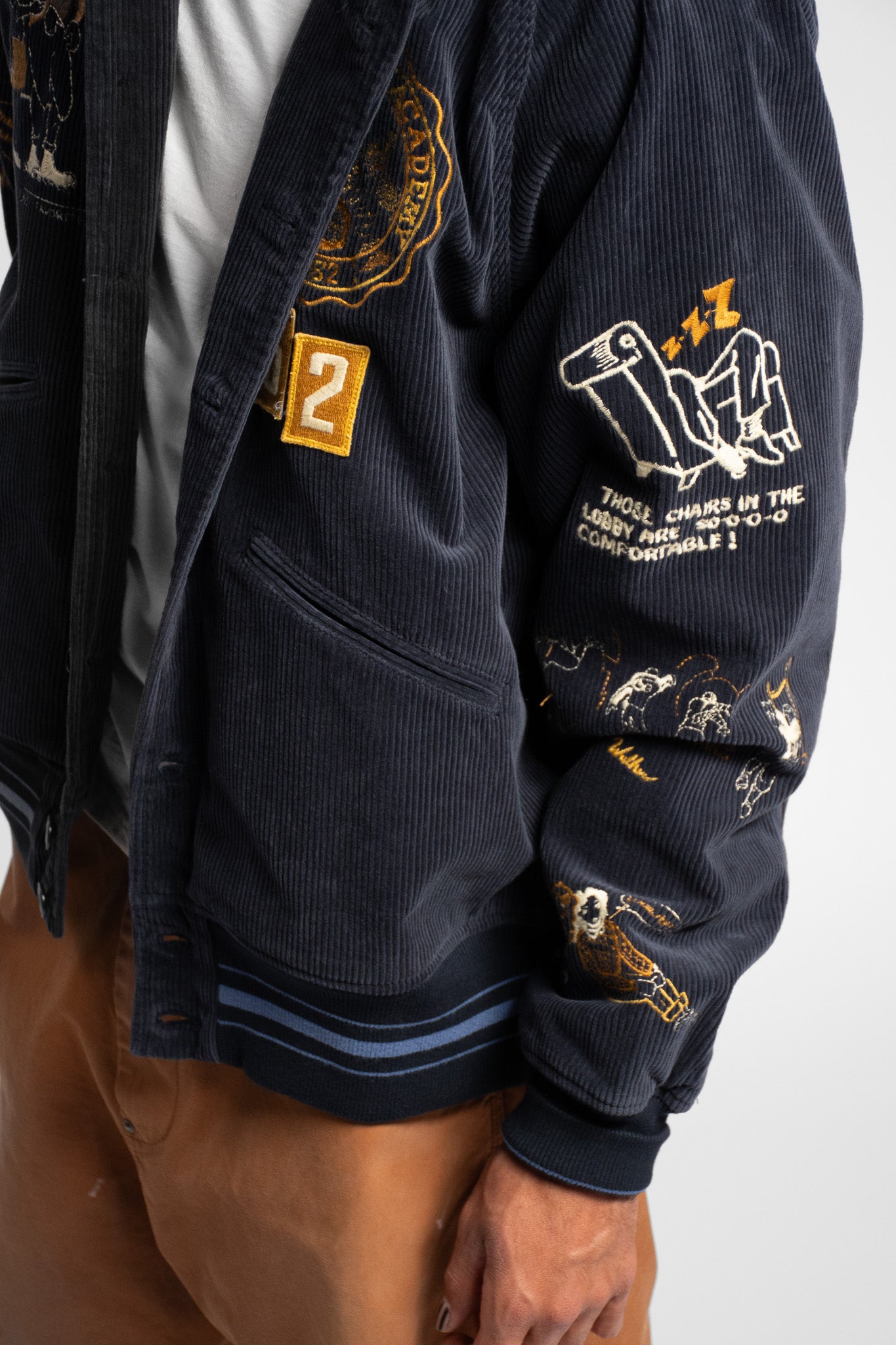 SAMUEL ZELIG - VARSITY JACKET - NAVY CORDUROY