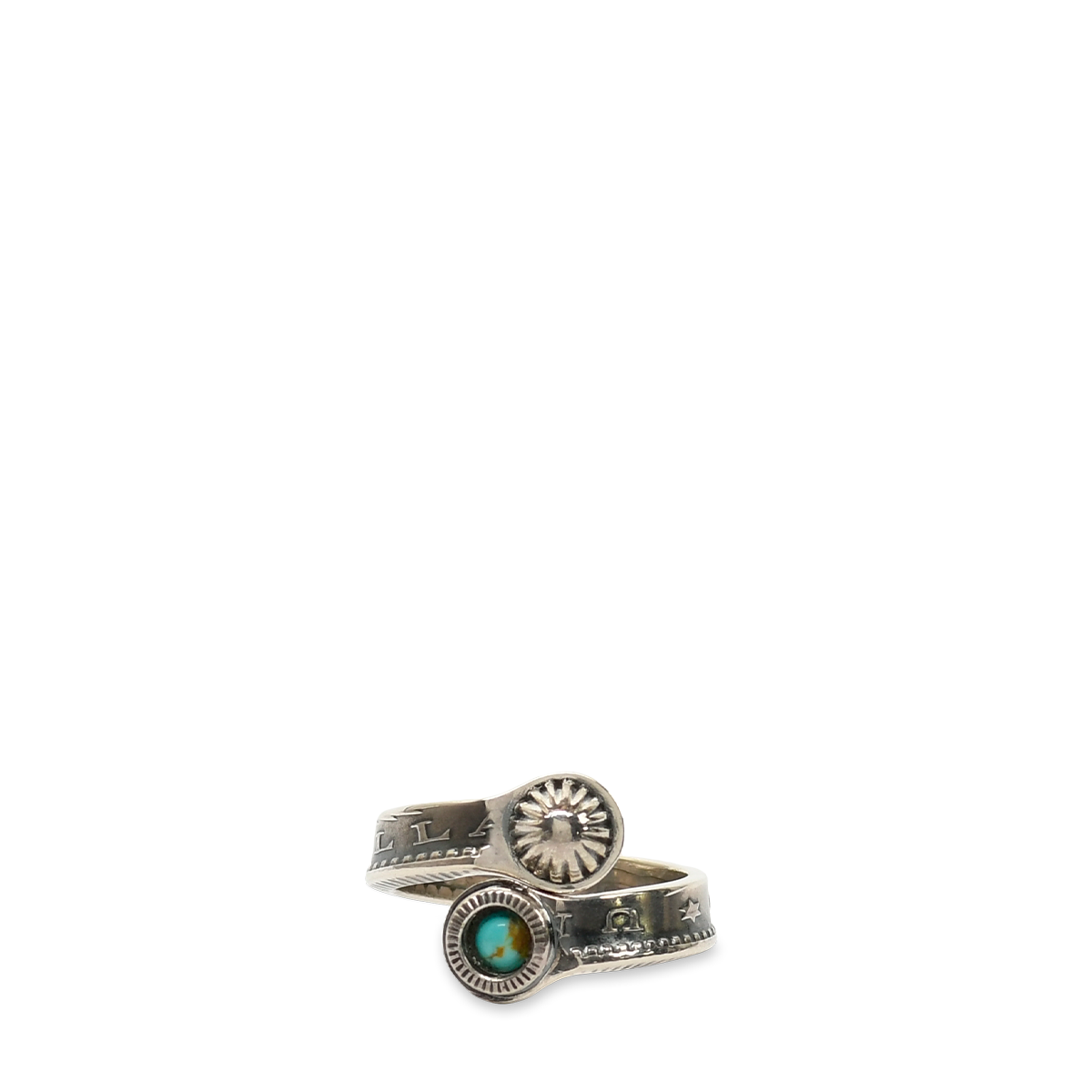 NORTH WORKS - RING - MORGAN DOLLAR TWIST/TURQUOISE MINI CONCHA - N-205