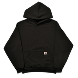 HEAVYWEIGHT LOGO CROSS NECK HOODIE - BLACK