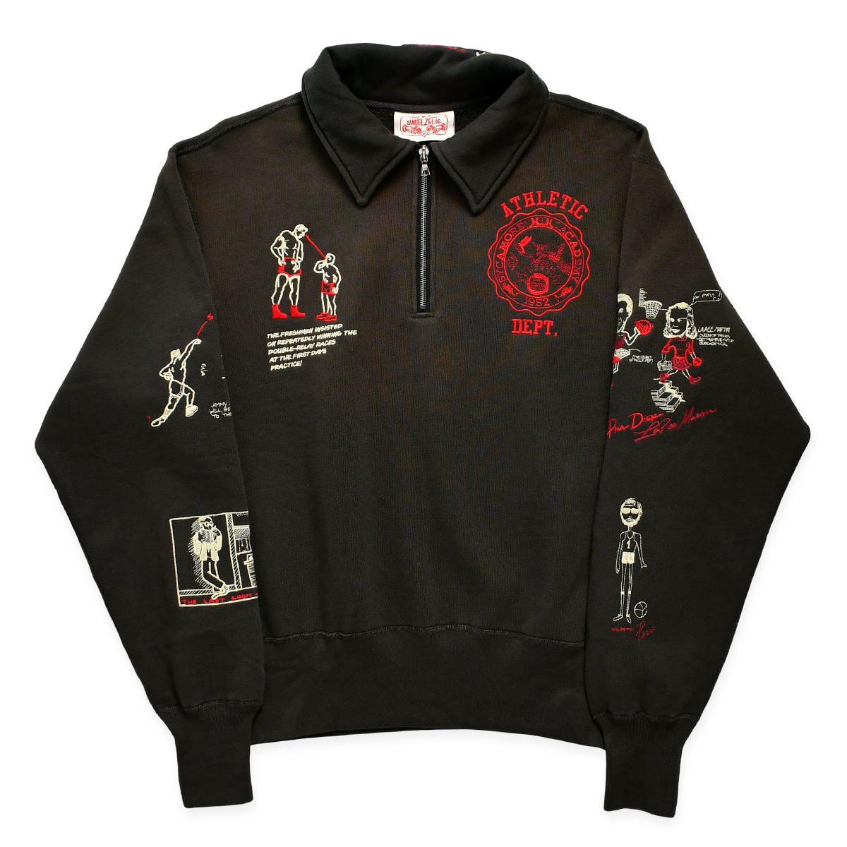 SAMUEL ZELIG - VARSITY 1/4 ZIP - FADED BLACK