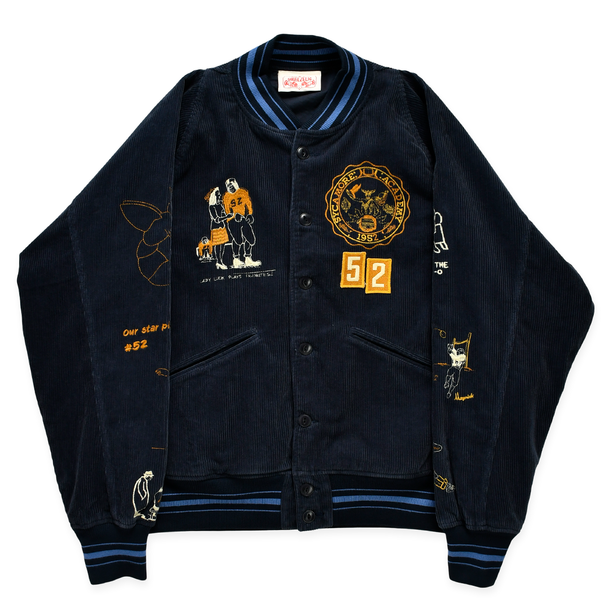 SAMUEL ZELIG - VARSITY JACKET - NAVY CORDUROY