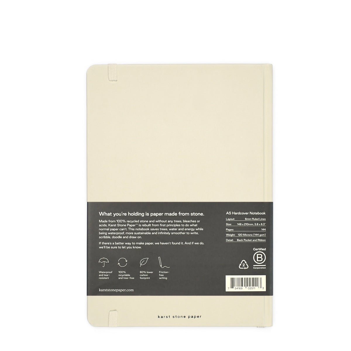 KARST - A5 HARDCOVER NOTEBOOK - STONE - LINED