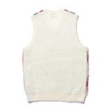 VEST - DOUBLE JACQUARD ARGYLE - OFF WHITE