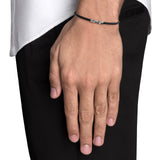 CRUZ LEATHER BRACELET - STERLING SILVER - BLACK