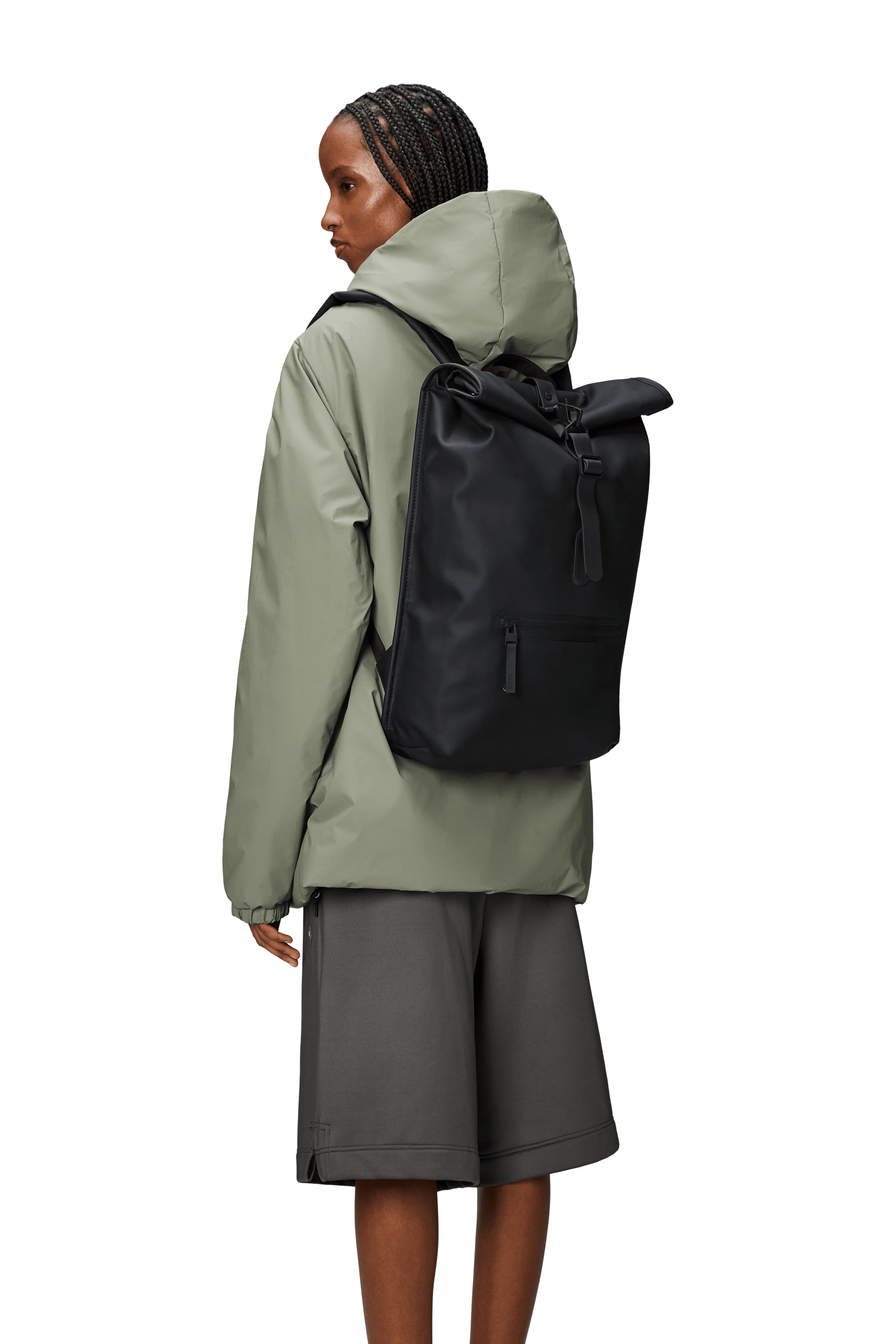 RAINS - ROLLTOP RUCKSACK W3 - BLACK