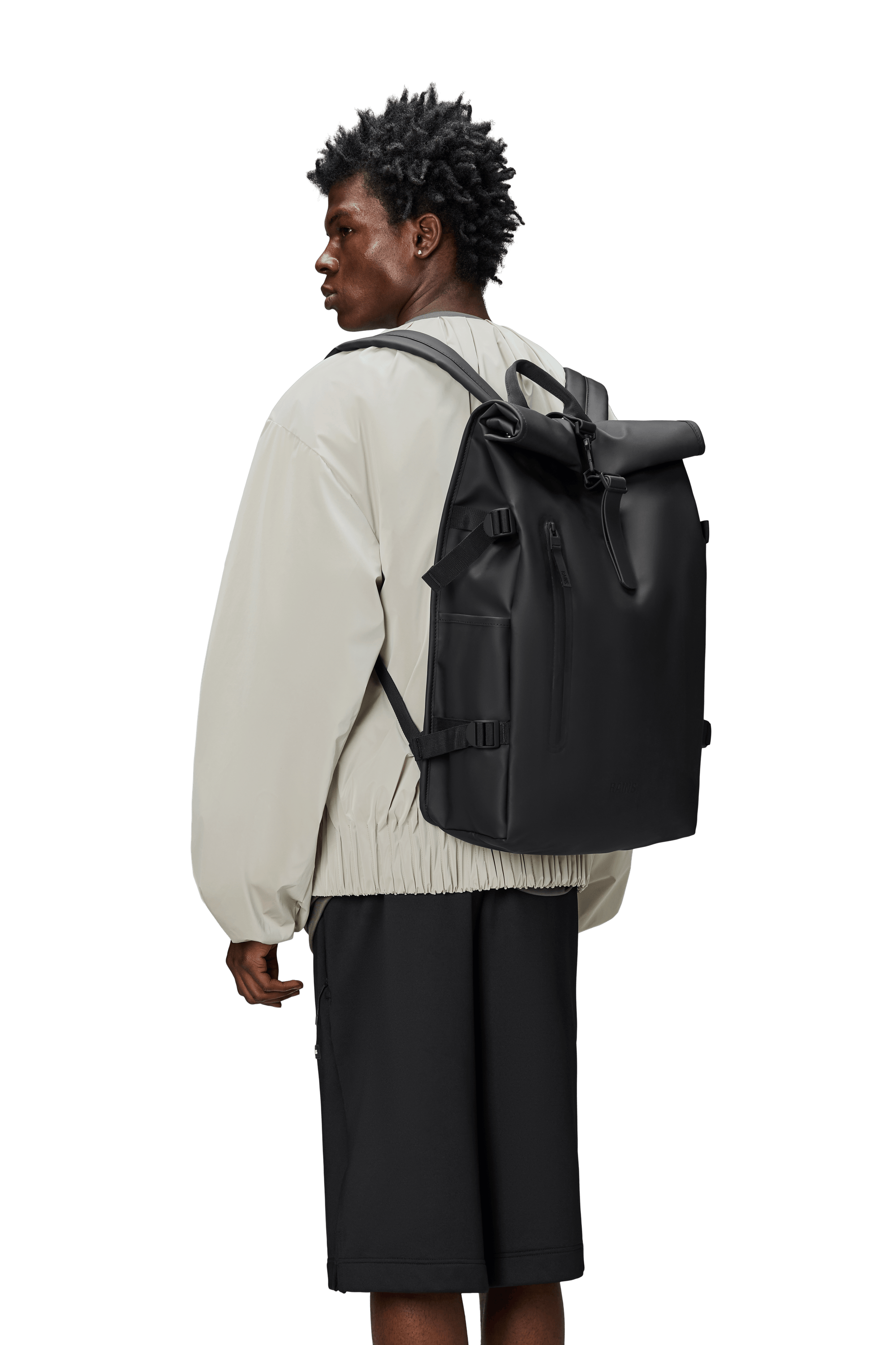 RAINS - ROLLTOP RUCKSACK LARGE W3 - BLACK