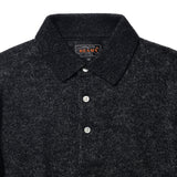 KNIT POLO WOOL SILK SHAGGY - BLACK