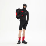 HOODED GRID FLEECE - BLACK