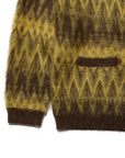 BEAMS+ - CARDIGAN DOUBLE JACQUARD CHEVRON - BROWN