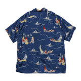 OPEN COLLAR CUPRO PRINT - BLUE