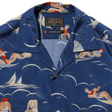 OPEN COLLAR CUPRO PRINT - BLUE