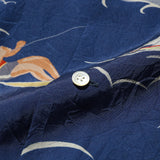 OPEN COLLAR CUPRO PRINT - BLUE