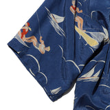 OPEN COLLAR CUPRO PRINT - BLUE