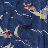 OPEN COLLAR CUPRO PRINT - BLUE