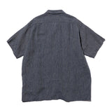 OPEN COLLAR INDIGO LINEN STRIPE - INDIGO