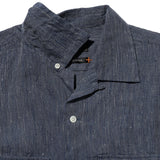 OPEN COLLAR INDIGO LINEN STRIPE - INDIGO