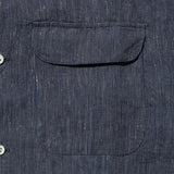 OPEN COLLAR INDIGO LINEN STRIPE - INDIGO