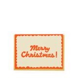 GREETING CARD - MERRY CHRISTMAS - RED ON WHITE