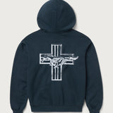 ZIP HOODIE - MUSTANG CROSS - WASHED BLACK