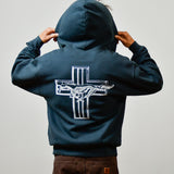 ZIP HOODIE - MUSTANG CROSS - WASHED BLACK