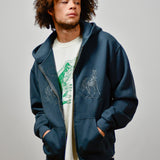 ZIP HOODIE - INTO THE DISTANCE - WASHED BLACK