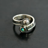 RING - MORGAN DOLLAR TWIST/TURQUOISE MINI CONCHA - N-205