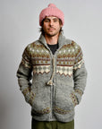 CHAMULA - CARDIGAN - FAIR ISLE W/ZIPPER - PEARL GREY