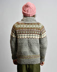 CHAMULA - CARDIGAN - FAIR ISLE W/ZIPPER - PEARL GREY