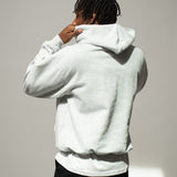 HEAVYWEIGHT LOGO CROSS NECK HOODIE - HEATHER GREY