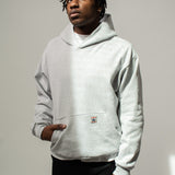 HEAVYWEIGHT LOGO CROSS NECK HOODIE - HEATHER GREY