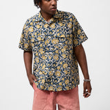 OPEN COLLAR BLOCK PRINT - BLUE