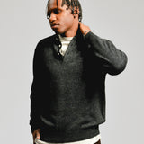 KNIT POLO WOOL SILK SHAGGY - BLACK