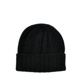 CASHMERE RIB WATCH CAP - BLACK