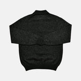 KNIT POLO WOOL SILK SHAGGY - BLACK