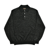 KNIT POLO WOOL SILK SHAGGY - BLACK