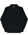 BEAMS+ - KNIT POLO CABLE - BLACK