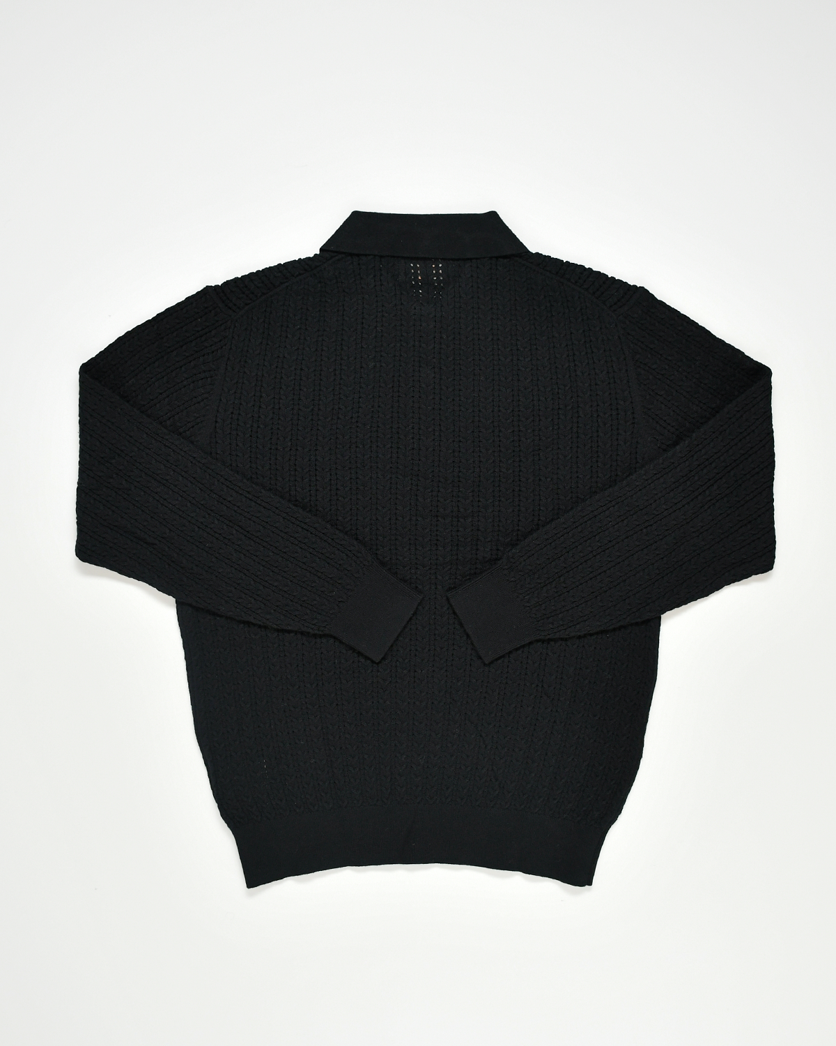 BEAMS+ - KNIT POLO CABLE - BLACK