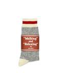 BEAMS+ - RAG SOCKS - GREY/RED