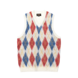 VEST - DOUBLE JACQUARD ARGYLE - OFF WHITE