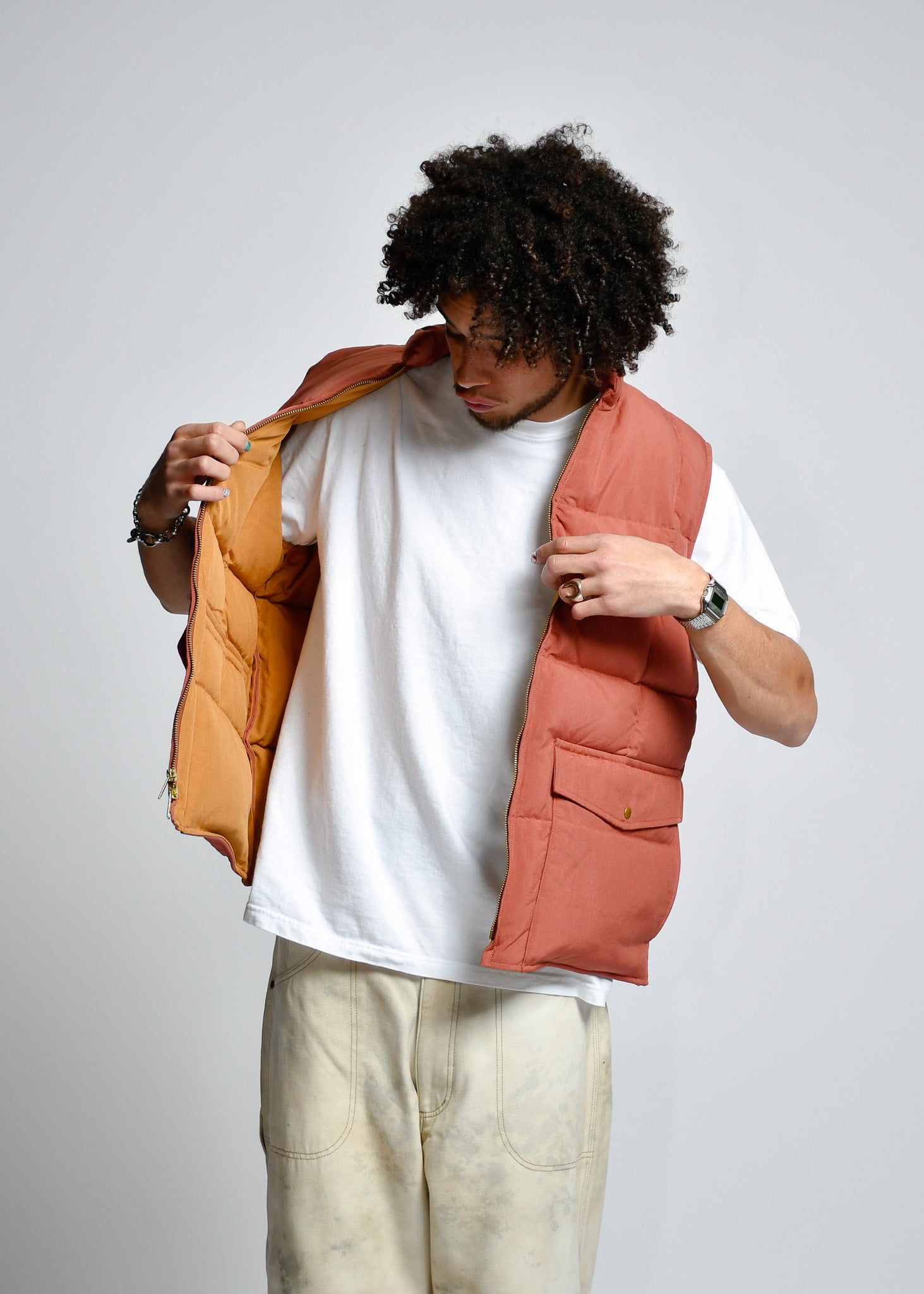 BEAMS+ - DOWN VEST NYLON OXFORD - ORANGE