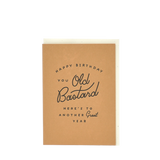GREETING CARD - OLD BASTARD - BLACK ON KRAFT