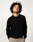 BEAMS+ - KNIT POLO CABLE - BLACK